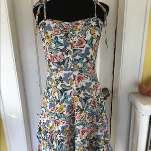 Butterfly swing summer dress with tie straps Sz 10